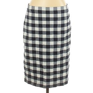 J. Crew Black and Cream Plaid Pencil Skirt